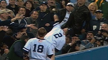 Derek Jeter flips into the stands for an amazing catch in the 2001 ALDS