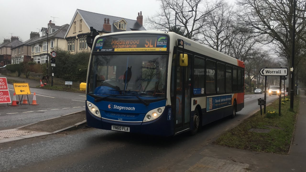 Stagecoach Sheffield 36191 heads along Middlewood Road with a SL1