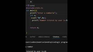 My third code=C Program to Print an Integer Entered By the User.