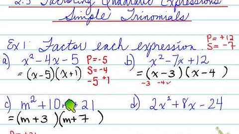 MCF3M - 2.3 factoring simple trinomials