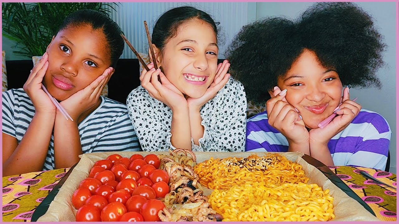 BABY OCTOPUS, CARBONARA NOODLES, CHERRY TOMATOES MUKBANG