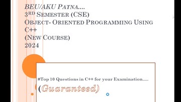 BEU/AKU Patna | Object Oriented Programming |3rd Sem | #oop | B-Tech || Guaranteed questions | 2024