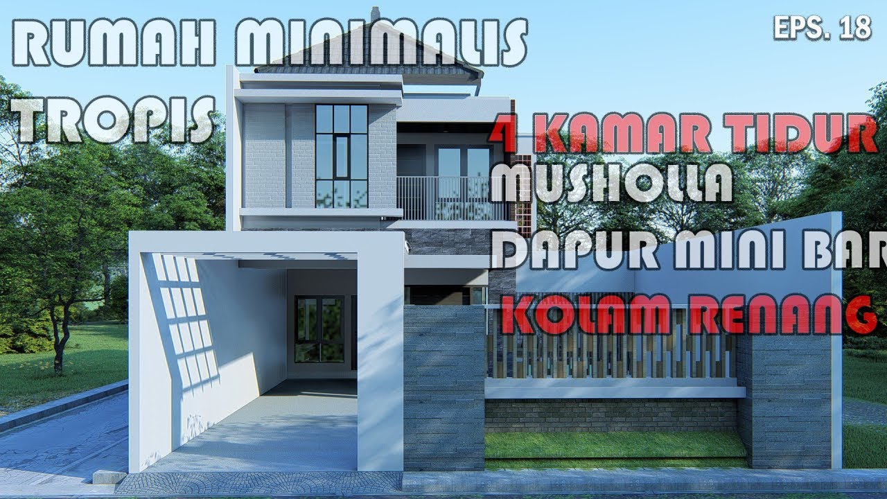 Desain Rumah 10 X 19 Minimalis Modern Dengan Kolam Di Samping