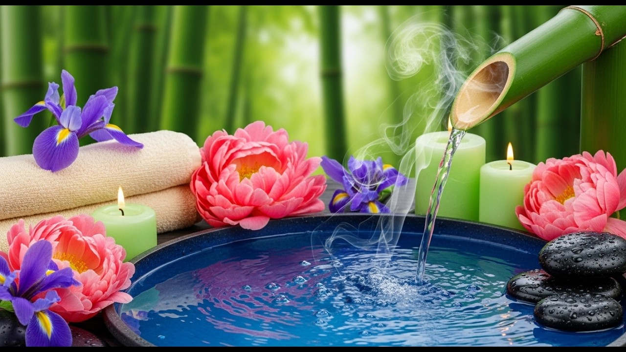 Relaxing Music Relieves Stress, Anxiety and Depression 🌿 Bamboo Water Sounds + Healing Piano Music