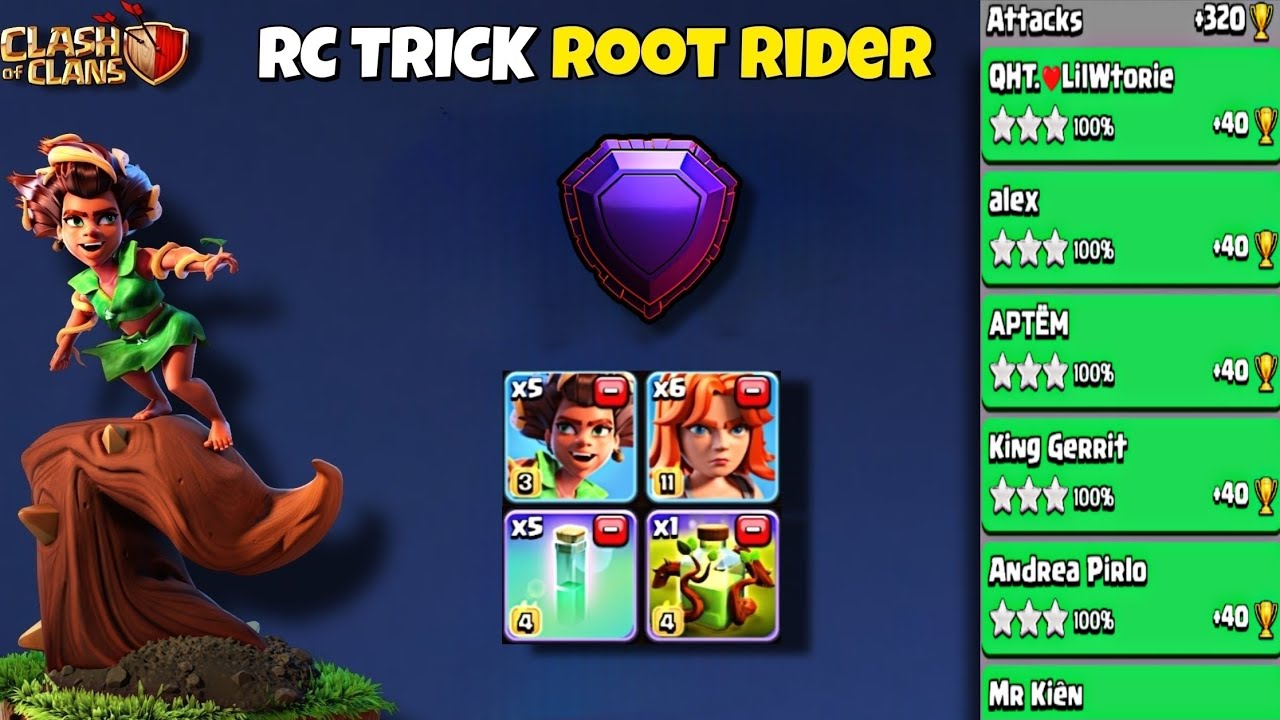 Root Rider Max Level High Rank Base Link 🖇️ TH17 RC Trick Root Rider Strategy 🔴 Legend ...
