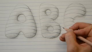 Draw 3D Style Bubble Letters - Notepad Art