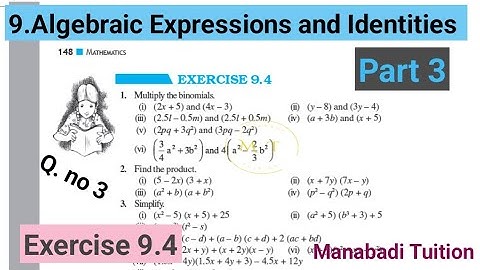8th class maths| Chapter 9|Algebraic Expressions and Identities| Exercise 9.4 |Q no 3 part 3|CBSE|