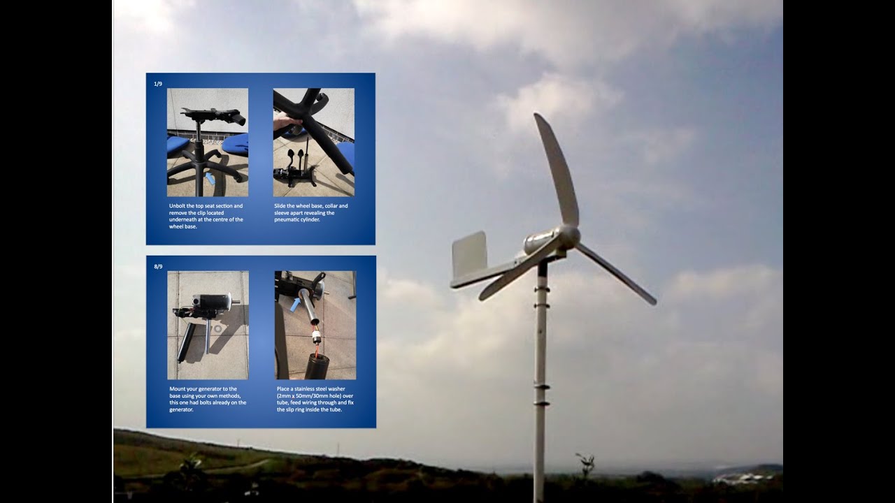  build a Wind Turbine 'Yaw' axis from a recycled Office Chair - YouTube