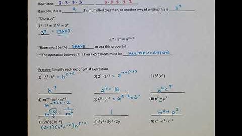 Unit 7 Lesson 3: Multiplication Properties of Exponents #1