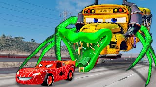 Epic Escape From The Lightning McQueen Spider VS Fritter Eater | McQueen VS McQueen Eater | BeamNG