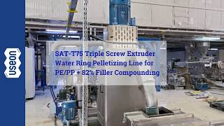 SAT-T75 Triple Screw Extruder Water Ring Pelletizing Line for PE PP + 82% Filler Compounding