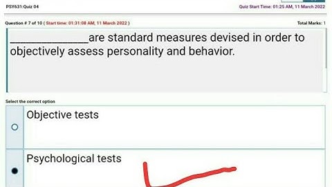 PSY631 |  Psychological Testing and Measurment |  Quiz3 & Quiz4 | Solved final term exam | 99MCQs|
