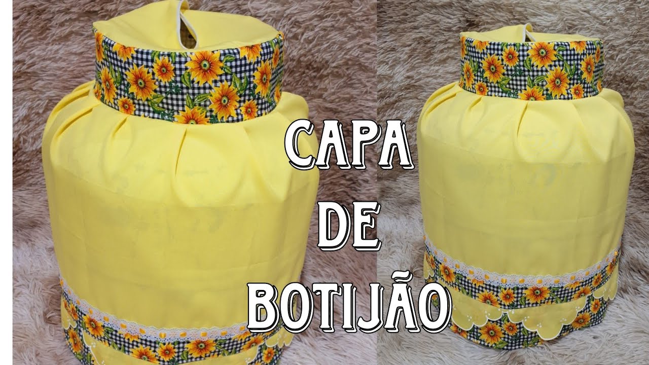 Como fazer capa botijao sem pintura com barrado falso/ muito fácil