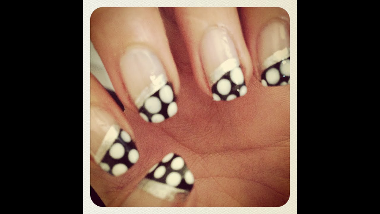 7. Black and White Polka Dot Nail Art - wide 3