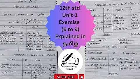 12th Accountancy Chapter-1 (Exercise 6, 7, 8, 9) explained in Tamil |12th Accountancy தமிழில்