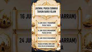 Jadwal puasa sunah tahun baru Islam #TahunBaruIslam #PuasaMuharram #PuasaSunnah #Puasatasua