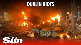 Dublin stabbing: Streets burn as cars set on fire in riots image