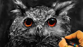 Draw OWL in Colour & Charcoal | Tutorial for BEGINNERS