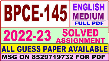 bpce 145 solved assignment 2022-23 / bpce 145 solved assignment in English / ignou bag solved