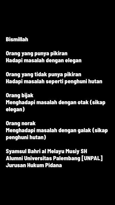 Bismillah orang yang punya pikiran hadapi masalah dengan elegan