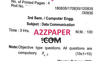 HSBTE Diploma 3rd Sem Data Communication Question Paper May 2020