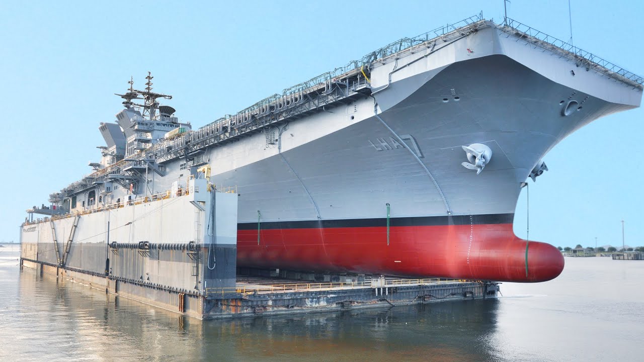 US Launch its Gigantic New $3 Billion Amphibious Carrier Ship