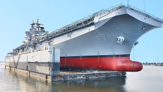 US Launch its Gigantic New $3 Billion Amphibious Carrier Ship