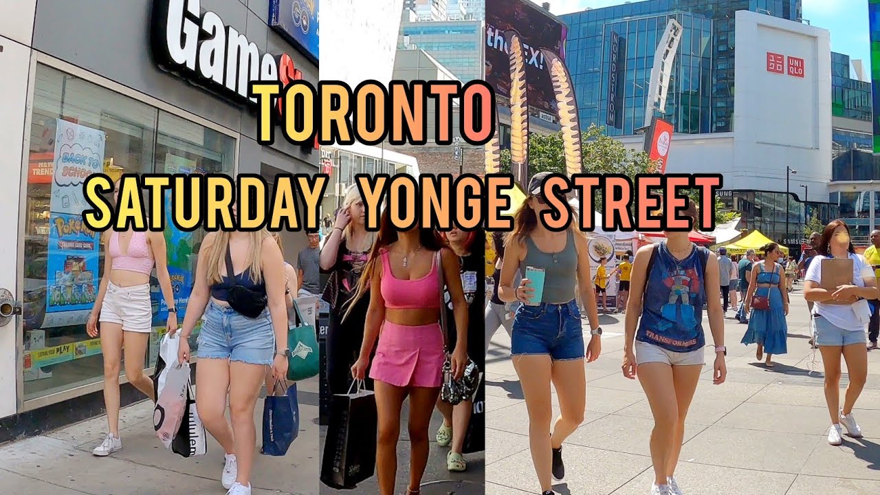 Toronto Saturday Yonge & Dundas Square, Downtown Walking Tour Canada 4k ...