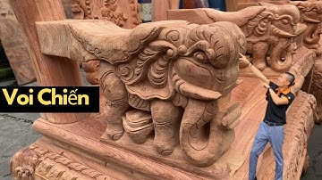 Review bộ bàn ghế Minh Quốc Voi ( Voi Chiến ) Đoản dài 2m1, 6 Món Gỗ Hương Đá Hàng Chọn Gỗ Chọn Vân
