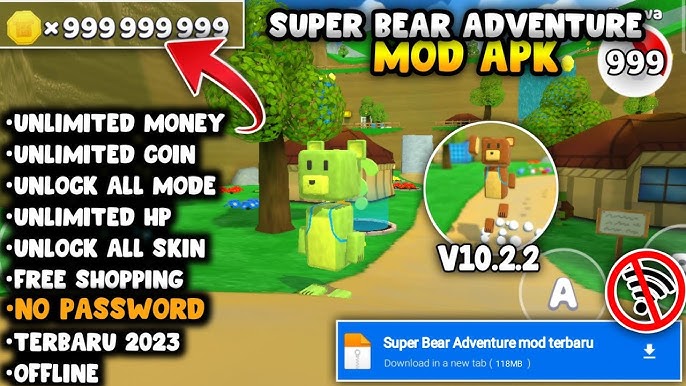 Super Bear Adventure Mod Unlimited Money,Unclok Vip [Save Data] Work 100%  V1.9.9.1.