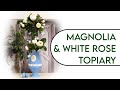 Magnolia &amp; White Rose Christmas Topiary Floristry Design