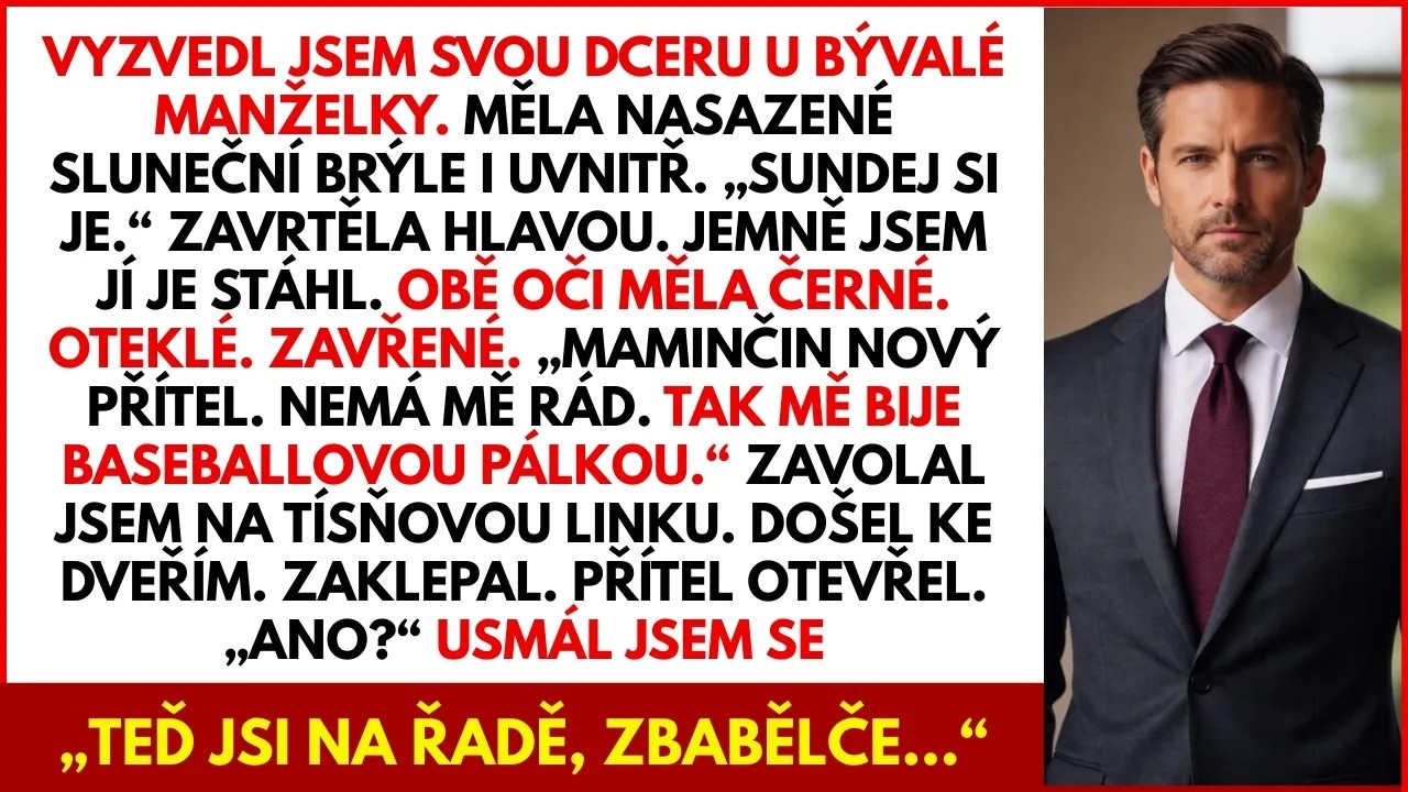 Když jsem vyzvedával svou devítiletou dceru, měla na sobě sluneční brýle. Uvnitř domu. Když je konečně sundala, viděl jsem dvě oteklé oči, fialové podlitiny a rozštěpený ret. „Praštil mě,“...