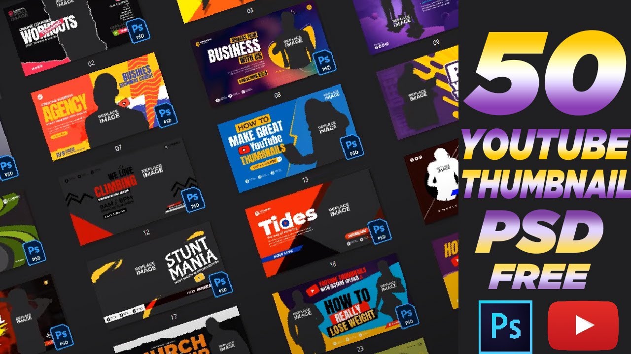 50 Youtube Thumbnail PSD Templates | Youtube Thumbnail tutorial PSD Free | Thumbnail kaise Lagaye