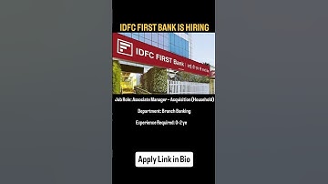 IDFC First Bank is hiring in Chennai #jobs #jobvacancy #jobalert