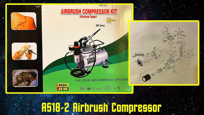 Timbertech Airbrush Kit with Compressor AS18-2K Basic Start Kit with Air  Hose, Cleaning Brush Review 