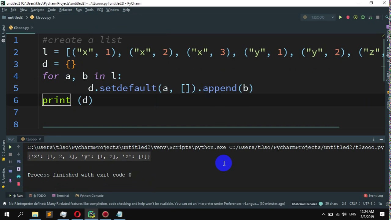 python assign tuple to dict