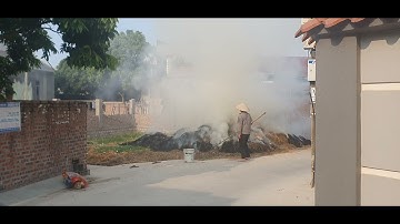 Đốt đống rơm khổng lồ nhà Cụ Ngoại