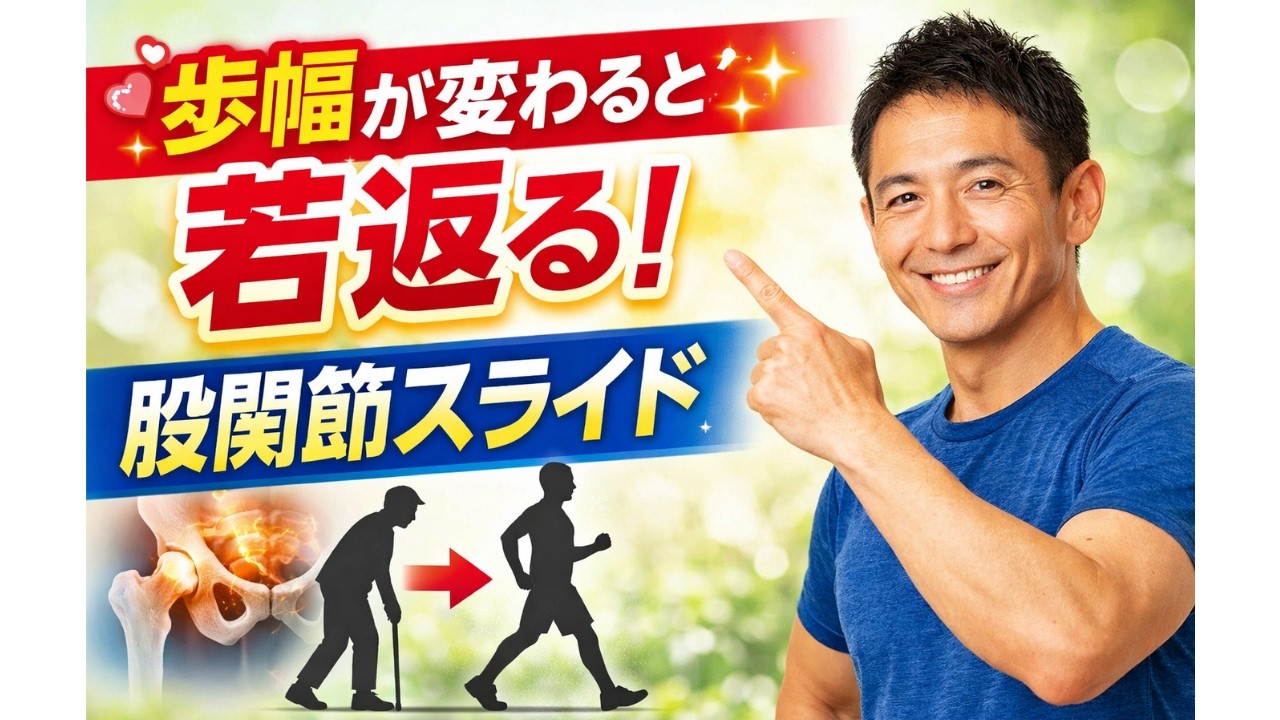 50代から歩幅が狭くなる本当の原因！股関節スライドで若返る歩き方！
