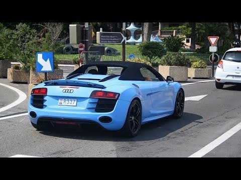 MATTE BLUE Audi R8 V10 Spyder Spotted In Monaco! STUNNING! (1080p Full HD)