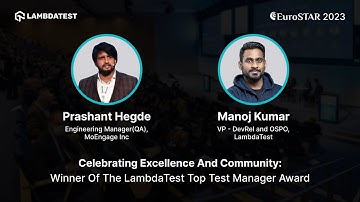 Prashant Hegde On Receiving LambdaTest’s Top Test Manager Award | EuroSTAR’23 | LambdaTest