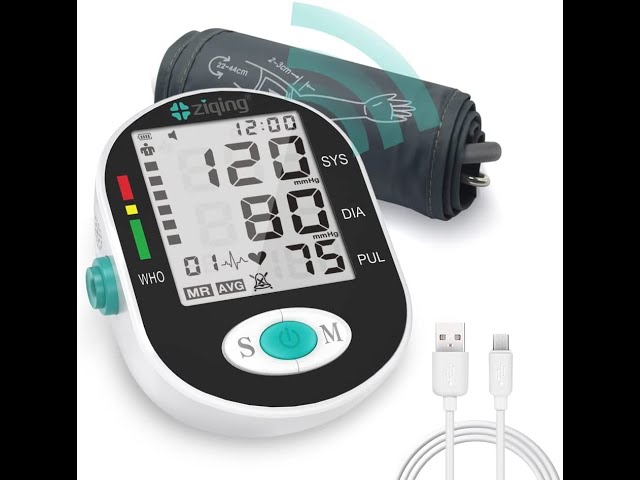 Ziqing Blood Pressure Monitor Upper Arm Blood Pressure Machine with Adjustable BP Cuff LCD Pulse Rate Monitor for Home Use, with 2x99 Sets Memory