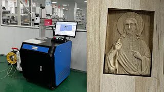 4mm wood 3d relief deep engraving by 3D UV laser marking machine