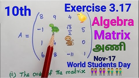 TN SAMACHEER 10th Algebra| Exercise 3.17| Matrix|New syllabus| Mathsclasski