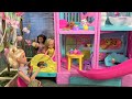 Barbie and ken at barbies dream house with barbies sister chelsea and new playhouse and toys