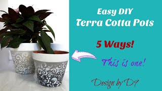Easy DIY Terra Cotta Pots done 5 ways! Here are 5 ways to decorate those dollar store plant pots.