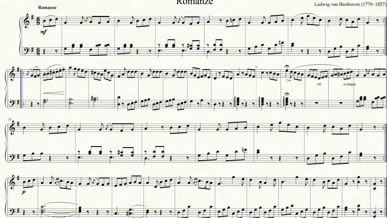Beethoven - Romanze in G - Piano - YouTube