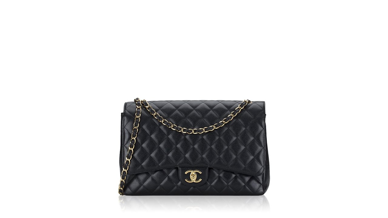 Chanel Caviar Maxi Classic Double Flap Bag Black 