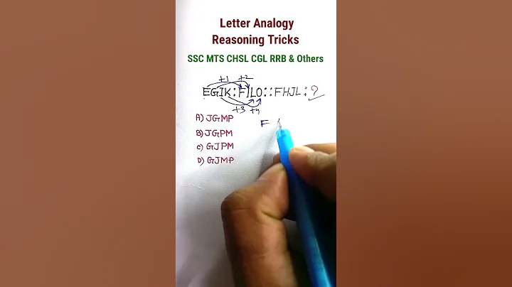 Analogy | Letter Analogy | Reasoning Classes for SSC CGL GD Exam| Missing Number|#shorts
