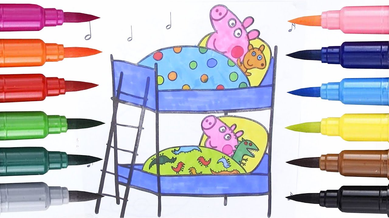How to Draw Peppa Pig is Sleeping Coloring Pages for Kids YouTube