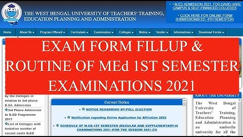 WBUTTEPA - EXAM FORM FILLUP & ROUTINE OF MEd 1ST SEMESTER  EXAMINATIONS 2021 (FOR SESSION 2021-23)